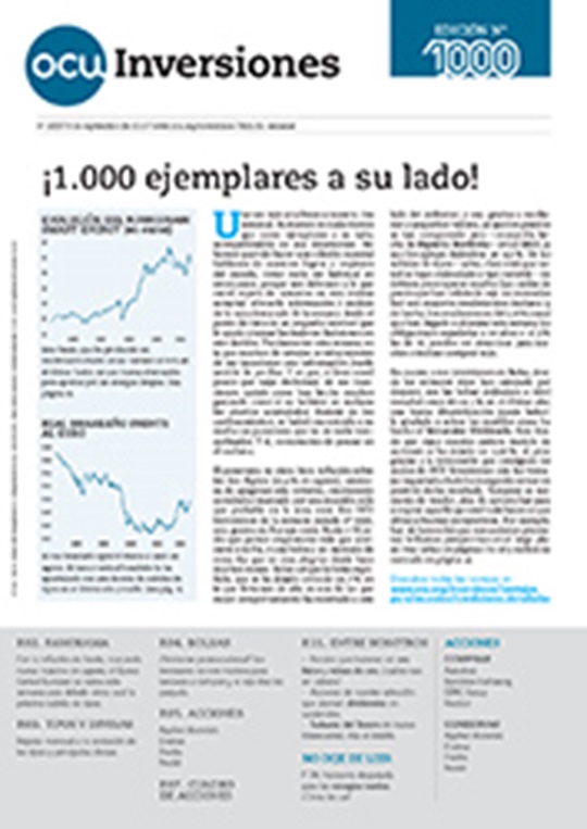 Portada de la revista semanal de OCU Inversiones nº 1000